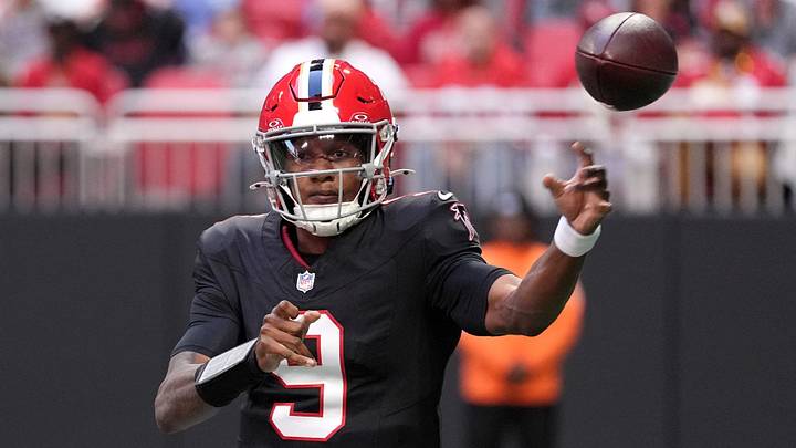 Falcons quarterback Michael Penix Jr., the former Husky, throws one against the 49ers. Falcons quarterback Michael Penix Jr., the former Husky, throws one against the 49ers.