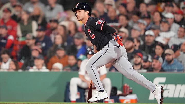 Sep 23, 2026; Boston, Massachusetts, USA; Cleveland Guardians left fielder Steven Kwan (38) runs out a single against the Boston Red Sox during the fourth inning at Fenway Park. Mandatory Credit: Gregory Fisher-Imagn Images Sep 23, 2026; Boston, Massachusetts, USA; Cleveland Guardians left fielder Steven Kwan (38) runs out a single against the Boston Red Sox during the fourth inning at Fenway Park. Mandatory Credit: Gregory Fisher-Imagn Images