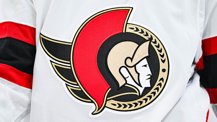 Oct 4, 2025; Montreal, Quebec, CAN; View of a Ottawa Senators logo on a jersey worn by a member of the team during warm-up before the game against the Montreal Canadiens at Bell Centre. Mandatory Credit: David Kirouac-Imagn Images Oct 4, 2025; Montreal, Quebec, CAN; View of a Ottawa Senators logo on a jersey worn by a member of the team during warm-up before the game against the Montreal Canadiens at Bell Centre. Mandatory Credit: David Kirouac-Imagn Images