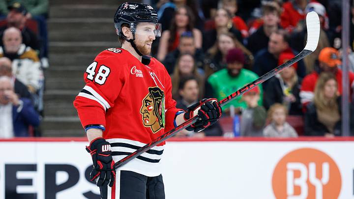 Former Chicago Blackhawks defenseman Matt Grzelcyk, now a member of the Buffalo Sabres