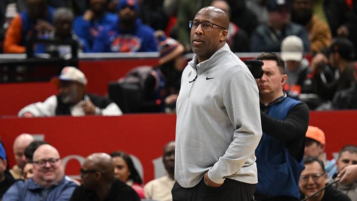 Feb 3, 2026; Washington, District of Columbia, USA; New York Knicks head coach Mike Brown looks out from the bench during a time out against the Washington Wizards during the first quarter at Capital One Arena. Mandatory Credit: Rafael Suanes-Imagn Images Feb 3, 2026; Washington, District of Columbia, USA; New York Knicks head coach Mike Brown looks out from the bench during a time out against the Washington Wizards during the first quarter at Capital One Arena. Mandatory Credit: Rafael Suanes-Imagn Images