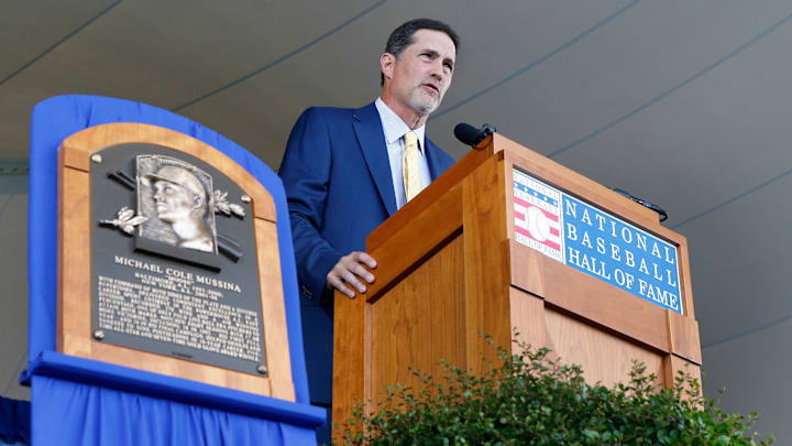 Mike Mussina at his 2019 Hall of Fame induction