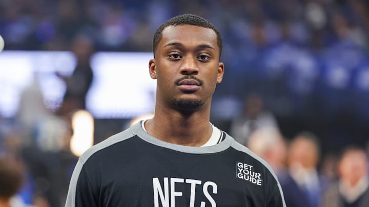 Oct 25, 2024; Orlando, Florida, USA; Brooklyn Nets forward Dariq Whitehead (0) head shot at Kia Center. Mandatory Credit: Mike Watters-Imagn Images