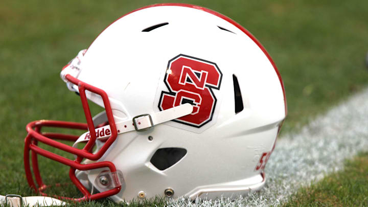 November 27, 2010; College Park, MD, USA;  North Carolina State Wolfpack helmet on the field before their game against against the Maryland Terrapins at Byrd Stadium. Mandatory Credit: Mitch Stringer-Imagn Images