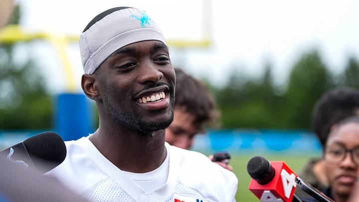 Detroit Lions cornerback Terrion Arnold (6) speaks to media members after practice during mini camp at Meijer Performance Center in Allen Park on Wednesday, June 17, 2026. Detroit Lions cornerback Terrion Arnold (6) speaks to media members after practice during mini camp at Meijer Performance Center in Allen Park on Wednesday, June 17, 2026.