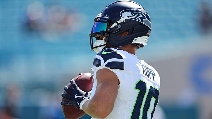 Seattle Seahawks wide receiver Cooper Kupp warms up before the game against the Jacksonville Jaguars.