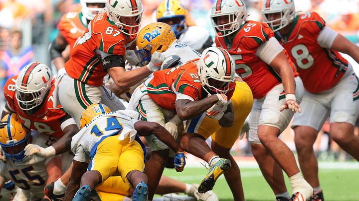 Oct 24, 2026; Miami Gardens, Florida, USA; Miami Hurricanes running back Javian Mallory (21) scores a touchdown against the Pittsburgh Panthers during the third quarter at Hard Rock Stadium. Mandatory Credit: Sam Navarro-Imagn Images Oct 24, 2026; Miami Gardens, Florida, USA; Miami Hurricanes running back Javian Mallory (21) scores a touchdown against the Pittsburgh Panthers during the third quarter at Hard Rock Stadium. Mandatory Credit: Sam Navarro-Imagn Images