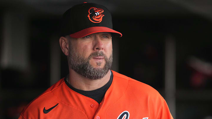Jun 3, 2023; San Francisco, California, USA; Baltimore Orioles pitching coach/director of pitching Chris Holt (38) before the game against the San Francisco Giants at Oracle Park Jun 3, 2023; San Francisco, California, USA; Baltimore Orioles pitching coach/director of pitching Chris Holt (38) before the game against the San Francisco Giants at Oracle Park