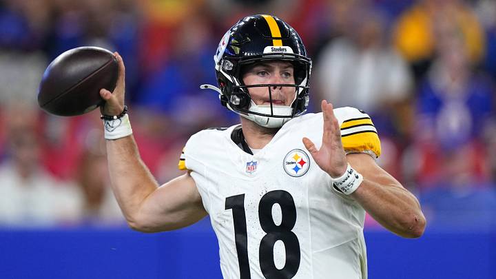 Aug 27, 2026; Orchard Park, New York, USA;  Pittsburgh Steelers quarterback Will Howard (18) passes the ball against the Buffalo Bills during the third quarter at New Highmark Stadium.  Mandatory Credit: Gregory Fisher-Imagn Images