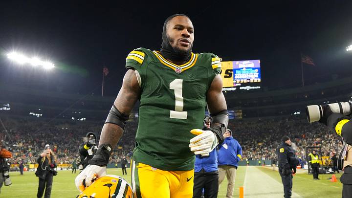 Green Bay Packers defensive end Micah Parsons jogs off the field following the game against the Chicago Bears.