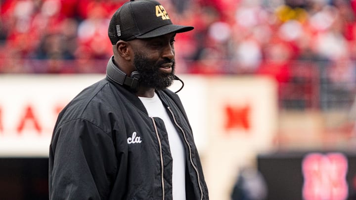 Nov 2, 2024; Lincoln, Nebraska, USA; UCLA Bruins head coach DeShaun Foster walks off after a timeout in the second quarter against the Nebraska Cornhuskers at Memorial Stadium. Mandatory Credit: Dylan Widger-Imagn Images Nov 2, 2024; Lincoln, Nebraska, USA; UCLA Bruins head coach DeShaun Foster walks off after a timeout in the second quarter against the Nebraska Cornhuskers at Memorial Stadium. Mandatory Credit: Dylan Widger-Imagn Images