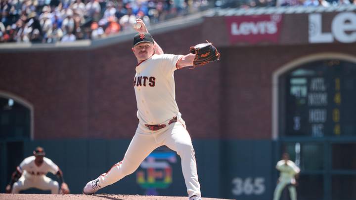 Jun 14, 2026; San Francisco, California, USA; San Francisco Giants starting pitcher Logan Webb (62) throws a pitch against the Chicago Cubs during the first inning at Oracle Park. Mandatory Credit: Robert Edwards-Imagn Images