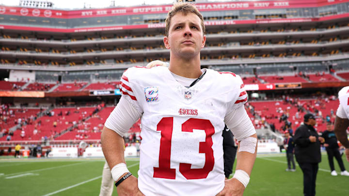 Brock Purdy's status heading into a Week 8 matchup with the Houston Texans is looking murky