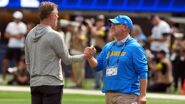 Los Angeles Rams general manager Les Snead and Los Angeles Chargers general manager Joe Hortiz. Los Angeles Rams general manager Les Snead and Los Angeles Chargers general manager Joe Hortiz.