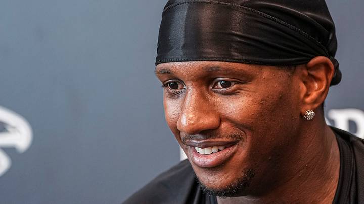 Jul 29, 2026; Atlanta, Falcons, USA; Atlanta Falcons quarterback Michael Penix Jr. (9) talks to the media during the first day of training camp at IBM Performance Field. Mandatory Credit: Dale Zanine-Imagn Images Jul 29, 2026; Atlanta, Falcons, USA; Atlanta Falcons quarterback Michael Penix Jr. (9) talks to the media during the first day of training camp at IBM Performance Field. Mandatory Credit: Dale Zanine-Imagn Images