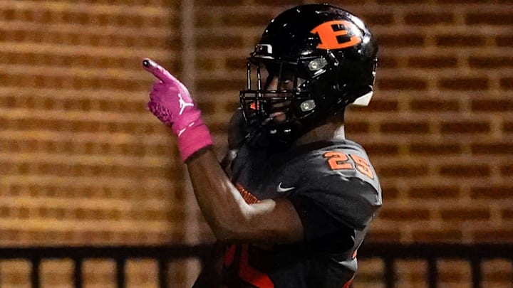 Ensworth's Justin Hopkins (25) brings in a touchdown against Father Ryan during the second half at Ensworth High School in Nashville, Tenn., Friday, Oct. 11, 2024. Ensworth's Justin Hopkins (25) brings in a touchdown against Father Ryan during the second half at Ensworth High School in Nashville, Tenn., Friday, Oct. 11, 2024.