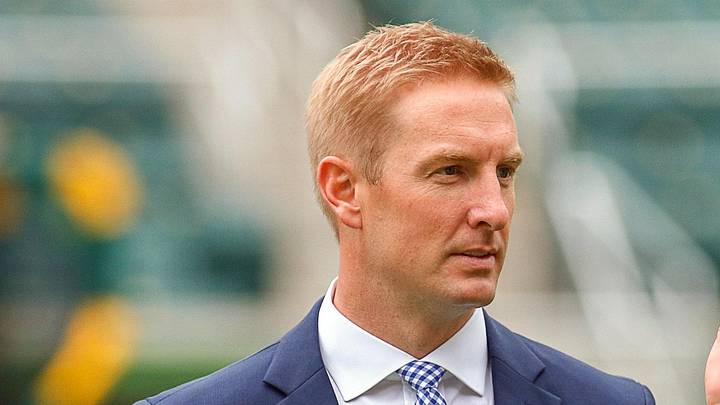 Fox Sports analyst Joel Klatt on the field prior to a game.
