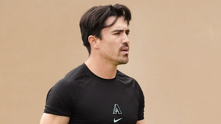 Arizona Diamondbacks right fielder Corbin Carroll (7) during spring training workouts at Salt River Fields on Feb. 16, 2026, in Scottsdale.