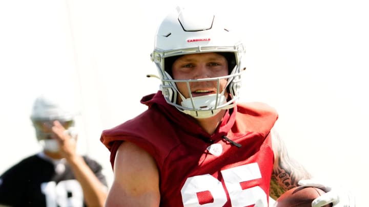 Arizona Cardinals tight end Trey McBride (85) during minicamp at Dignity Health Training Center on June 11, 2024. Arizona Cardinals tight end Trey McBride (85) during minicamp at Dignity Health Training Center on June 11, 2024.