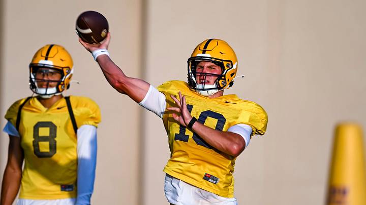 LSU and quarterback Sam Leavitt are favored in Week 1. LSU and quarterback Sam Leavitt are favored in Week 1.