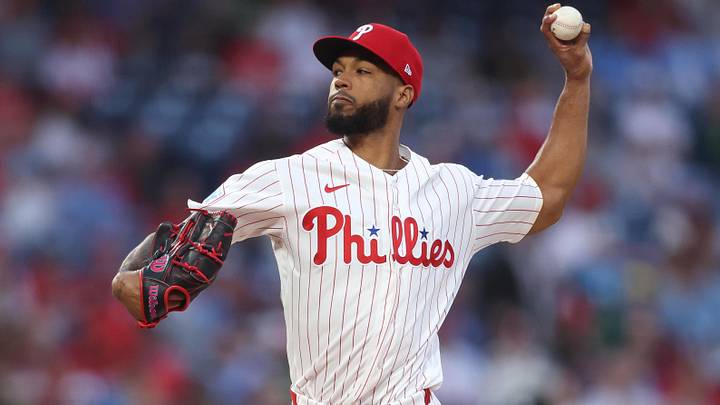 Apr 18, 2026; Philadelphia, Pennsylvania, USA; Philadelphia Phillies pitcher Cristopher Sanchez (61) throws a pitch against the Atlanta Braves during the first inning at Citizens Bank Park. Apr 18, 2026; Philadelphia, Pennsylvania, USA; Philadelphia Phillies pitcher Cristopher Sanchez (61) throws a pitch against the Atlanta Braves during the first inning at Citizens Bank Park.