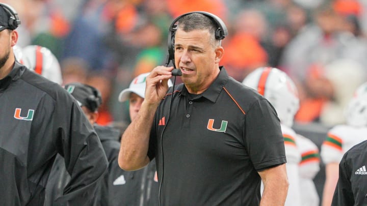 Sep 23, 2023; Philadelphia, Pennsylvania, USA; Miami Hurricanes head coach Mario Cristobal looks on in the fourth quarter against the Temple Owls at Lincoln Financial Field. Mandatory Credit: Andy Lewis-USA TODAY Sports Sep 23, 2023; Philadelphia, Pennsylvania, USA; Miami Hurricanes head coach Mario Cristobal looks on in the fourth quarter against the Temple Owls at Lincoln Financial Field. Mandatory Credit: Andy Lewis-USA TODAY Sports