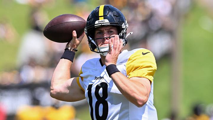 Aug 03, 2026; Latrobe, PA, USA; Pittsburgh Steelers quarterback Will Howard (18) throws a pass during a practice session at Training camp at Saint Vincent College. Mandatory Credit: Barry Reeger-Imagn Images Aug 03, 2026; Latrobe, PA, USA; Pittsburgh Steelers quarterback Will Howard (18) throws a pass during a practice session at Training camp at Saint Vincent College. Mandatory Credit: Barry Reeger-Imagn Images