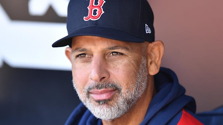 Apr 12, 2025; Chicago, Illinois, USA; Boston Red Sox manager Alex Cora is seen prior to a game against the Chicago White Sox at Rate Field. Mandatory Credit: Patrick Gorski-Imagn Images Apr 12, 2025; Chicago, Illinois, USA; Boston Red Sox manager Alex Cora is seen prior to a game against the Chicago White Sox at Rate Field. Mandatory Credit: Patrick Gorski-Imagn Images