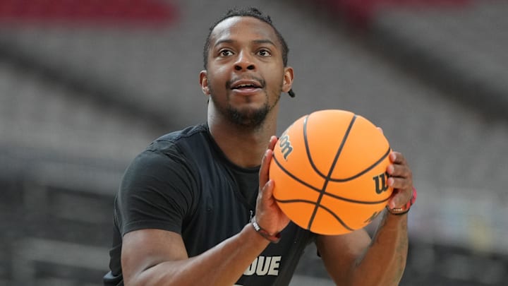 Purdue Boilermakers guard Lance Jones (55) during practice Purdue Boilermakers guard Lance Jones (55) during practice