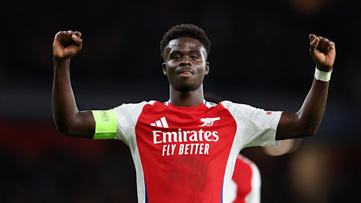 Bukayo Saka, auteur du deuxième but d'Arsenal face au PSG Bukayo Saka, auteur du deuxième but d'Arsenal face au PSG