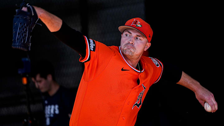 Detroit Tigers pitcher Tarik Skubal practices during spring training at TigerTown in Lakeland, Fla., on Friday, Feb. 20, 2026. Detroit Tigers pitcher Tarik Skubal practices during spring training at TigerTown in Lakeland, Fla., on Friday, Feb. 20, 2026.