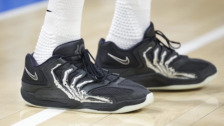 Houston Rockets forward Kevin Durant wears the Nike KD18. Houston Rockets forward Kevin Durant wears the Nike KD18.