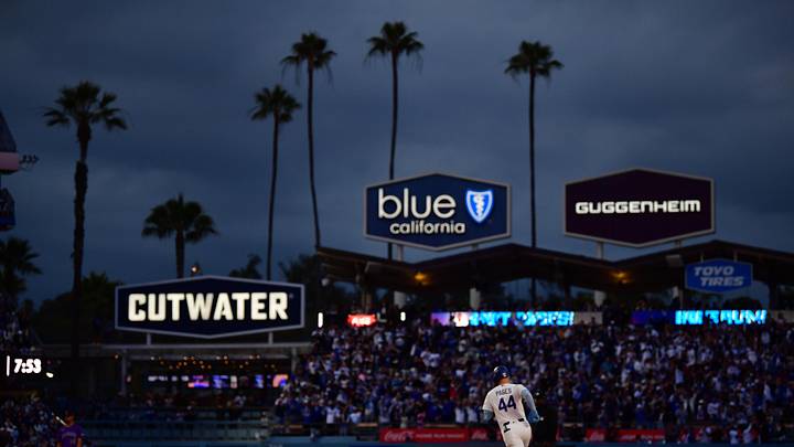 May 26, 2026; Los Angeles, California, USA;  Los Angeles Dodgers center fielder Andy Pages (44) rounds the bases after hitting a solo home run during the third inning against the Colorado Rockies at Dodger Stadium. Mandatory Credit: Gary A. Vasquez-Imagn Images