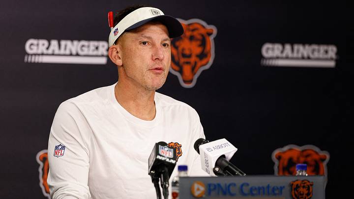 Jul 29, 2026; Lake Forest, IL, USA; Chicago Bears defensive coordinator Dennis Allen speaks during Chicago Bears Training Camp at Halas Hall. Mandatory Credit: Kamil Krzaczynski-Imagn Images Jul 29, 2026; Lake Forest, IL, USA; Chicago Bears defensive coordinator Dennis Allen speaks during Chicago Bears Training Camp at Halas Hall. Mandatory Credit: Kamil Krzaczynski-Imagn Images