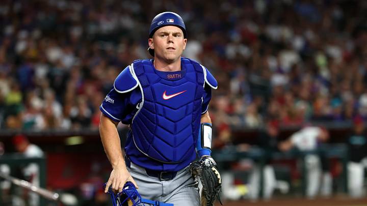 Jun 1, 2026; Phoenix, Arizona, USA; Los Angeles Dodgers catcher Will Smith against the Arizona Diamondbacks at Chase Field. Mandatory Credit: Mark J. Rebilas-Imagn Images Jun 1, 2026; Phoenix, Arizona, USA; Los Angeles Dodgers catcher Will Smith against the Arizona Diamondbacks at Chase Field. Mandatory Credit: Mark J. Rebilas-Imagn Images