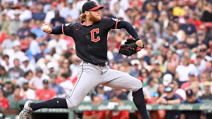 Sep 1, 2025:  Cleveland Guardians relief pitcher Zak Kent (61) pitches against the Boston Red Sox during the seventh inning at Fenway Park. 