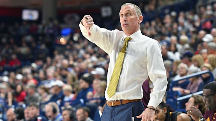 Arizona State Sun Devils head coach Bobby Hurley sends in a play against the Gonzaga Bulldogs in the first half at McCarthey Athletic Center.