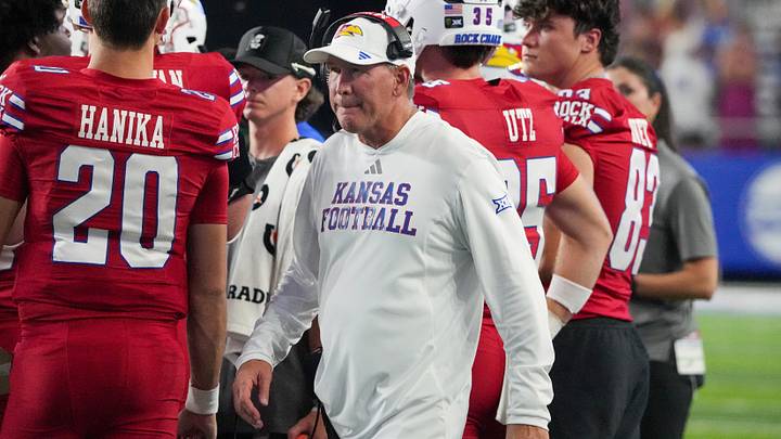 Sep 11, 2026; Lawrence, Kansas, USA; Kansas Jayhawks head coach Lance Leipold on field against the Missouri Tigers during the second half of the game at David Booth Kansas Memorial Stadium. Mandatory Credit: Denny Medley-Imagn Images Sep 11, 2026; Lawrence, Kansas, USA; Kansas Jayhawks head coach Lance Leipold on field against the Missouri Tigers during the second half of the game at David Booth Kansas Memorial Stadium. Mandatory Credit: Denny Medley-Imagn Images