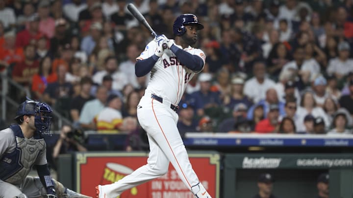 Houston Astros left fielder Yordan Alvarez Houston Astros left fielder Yordan Alvarez