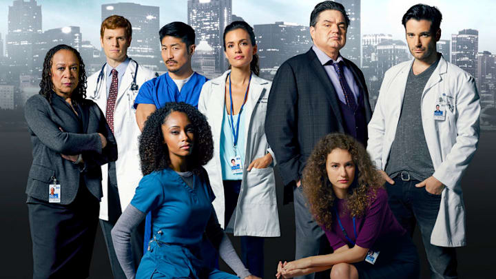 CHICAGO MED -- Season: 1 -- Pictured: (l-r) top row: S. Epatha Merkerson as Sharon Goodwin, Nick Gehlfuss as Dr. Will Halstead, Brian Tee as Ethan, Torrey DeVitto as Dr. Lily Manning, Oliver Platt as Dr. Daniel Charles, Colin Donnell as Connor Bradhaw; seated: Yaya DaCosta as Nurse April Sexton, Rachel DiPillo as Dr. Sarah Reese -- (Photo by: Mark Seliger/NBC)