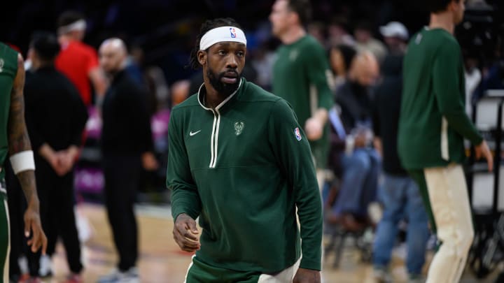 Apr 2, 2024; Washington, District of Columbia, USA; Milwaukee Bucks guard Patrick Beverley (21) warms up before the game between the Washington Wizards and the Milwaukee Bucks at Capital One Arena. Mandatory Credit: Reggie Hildred-USA TODAY Sports