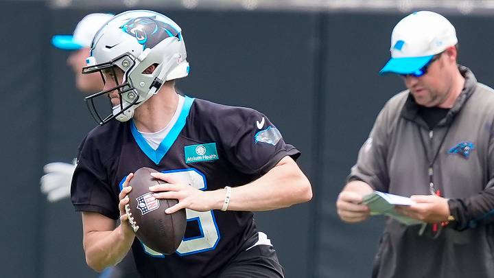 Carolina Panthers quarterback Haynes King. Carolina Panthers quarterback Haynes King.