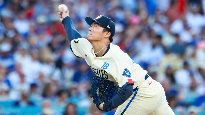 Aug 1, 2026; Los Angeles, California, USA; Los Angeles Dodgers pitcher Yoshinobu Yamamoto (18) pitches in the top of the fourth inning at Dodger Stadium. Mandatory Credit: William Navarro-Imagn Images Aug 1, 2026; Los Angeles, California, USA; Los Angeles Dodgers pitcher Yoshinobu Yamamoto (18) pitches in the top of the fourth inning at Dodger Stadium. Mandatory Credit: William Navarro-Imagn Images