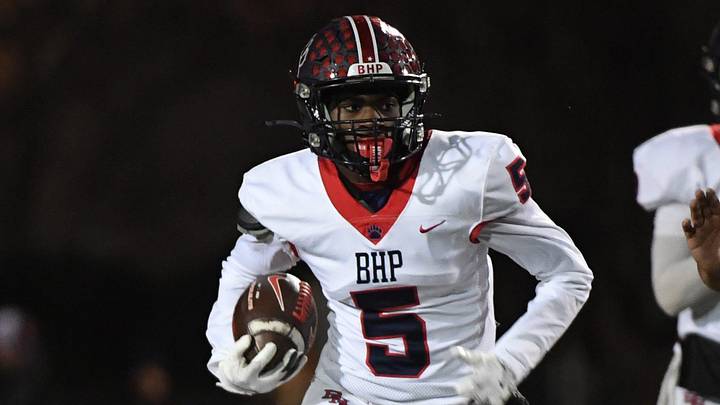 Belton-Honea Path (BHP) (12-1) took on Mountain View Prep (12-0) in the South Carolina High School AAA semifinal at Hillcrest High School on Dec. 6, 2024. Belton-Honea Path won the game 30-22. Belton-Honea Path High sophomore Tajeh Watson-Martin (5) with the ball. Belton-Honea Path (BHP) (12-1) took on Mountain View Prep (12-0) in the South Carolina High School AAA semifinal at Hillcrest High School on Dec. 6, 2024. Belton-Honea Path won the game 30-22. Belton-Honea Path High sophomore Tajeh Watson-Martin (5) with the ball.