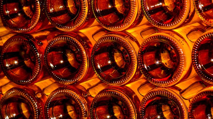 Punts in the bottom of wine bottles.