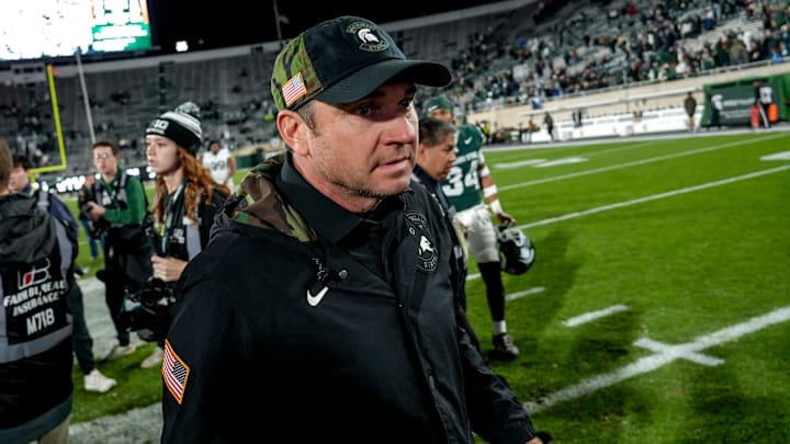 Michigan State's head coach Jonathan Smith leaves the field after the game against Penn State after the game on Saturday, Nov. 15, 2025, at Spartan Stadium in East Lansing. Michigan State's head coach Jonathan Smith leaves the field after the game against Penn State after the game on Saturday, Nov. 15, 2025, at Spartan Stadium in East Lansing.