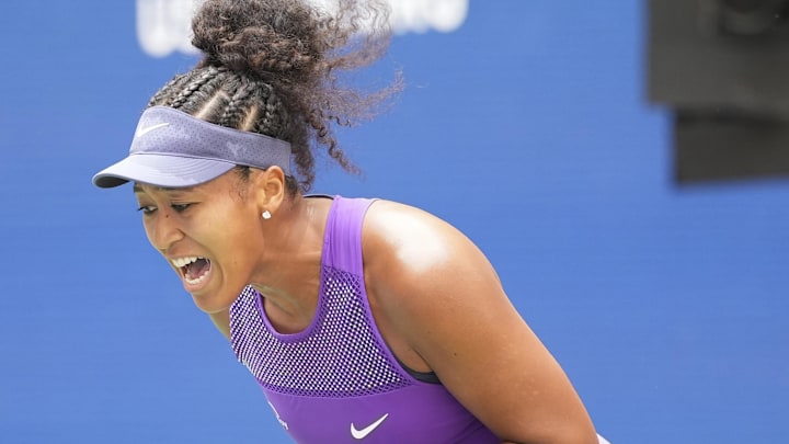 Sep 1, 2025; Naomi Osaka (JPN) after a winner to Coco Gauff (USA) in the 2025 US Open at the USTA Billie Jean King National Tennis Center. Sep 1, 2025; Naomi Osaka (JPN) after a winner to Coco Gauff (USA) in the 2025 US Open at the USTA Billie Jean King National Tennis Center.