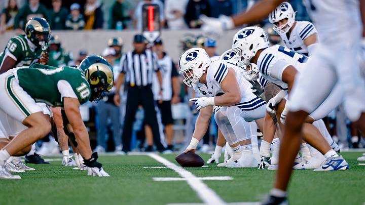 BYU offensive line against Colorado StateBYU Football BYU offensive line against Colorado StateBYU Football