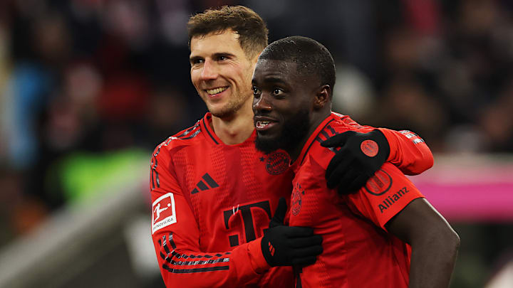 Leon Goretzka und Dayot Upamecano haben wieder gut lachen. Leon Goretzka und Dayot Upamecano haben wieder gut lachen.