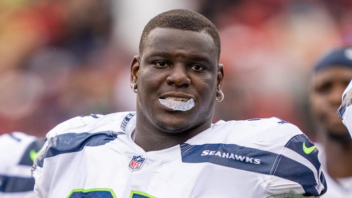 September 18, 2022; Santa Clara, California, USA; Seattle Seahawks defensive tackle Poona Ford (97) during halftime against the San Francisco 49ers at Levi's Stadium. Mandatory Credit: Kyle Terada-Imagn Images